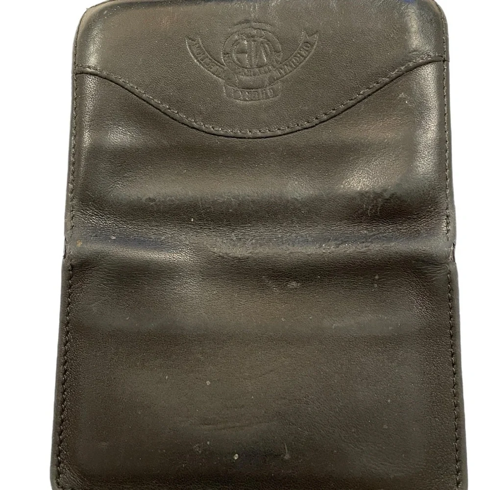 Ghurka vintage black leather unisex card holder with 2 pockets. YY